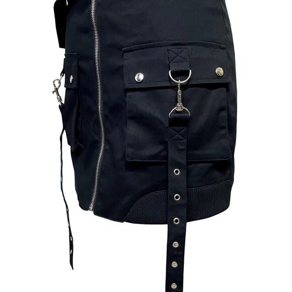 Poster Grl Emo Goth Metal Grunge Cargo Utility Zipper Strap Mini Skirt - Picture 5 of 12